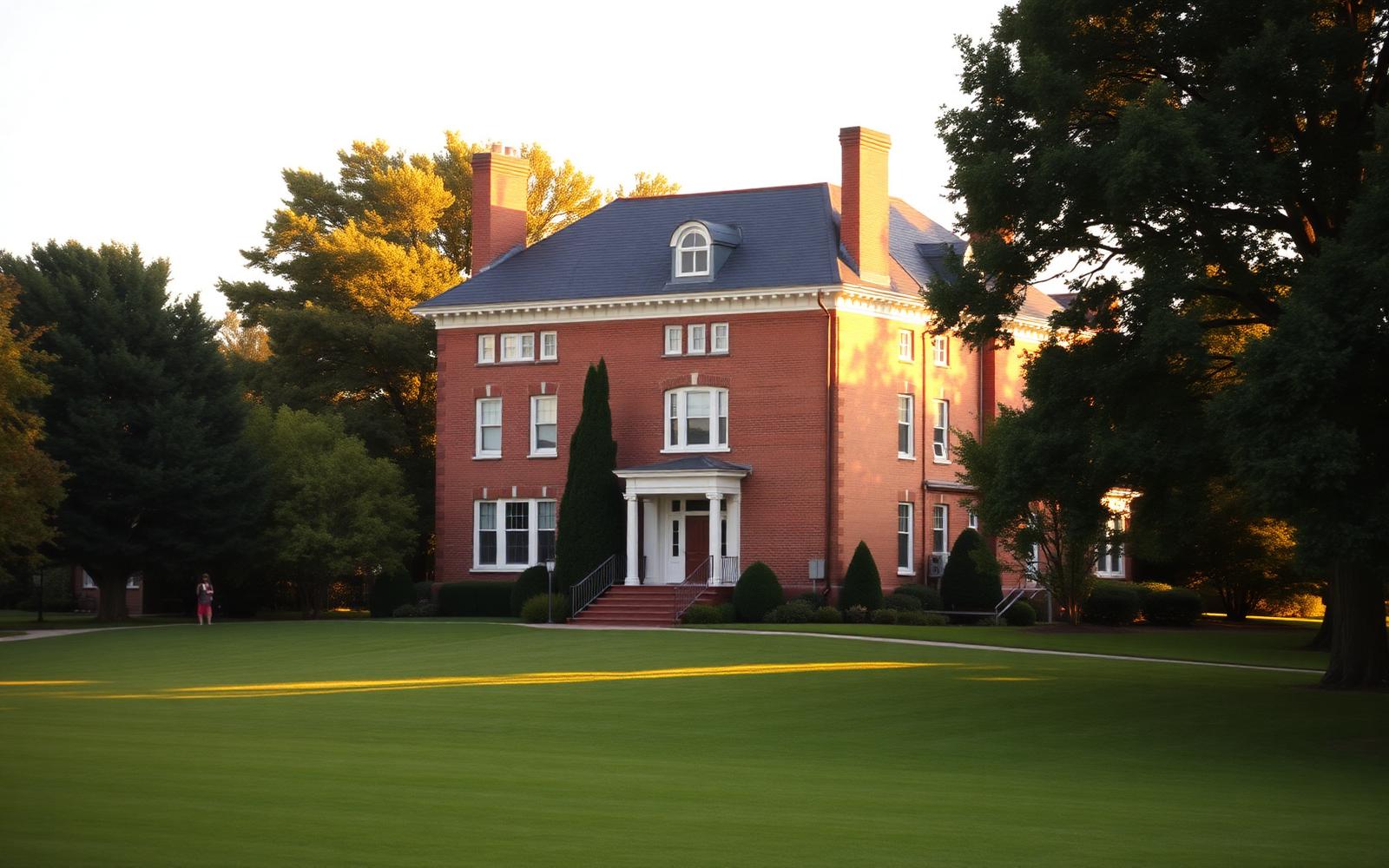 The historic three-story brick mansion at the Midtown Memphis campus, surrounded by mature trees and landscaped lawn